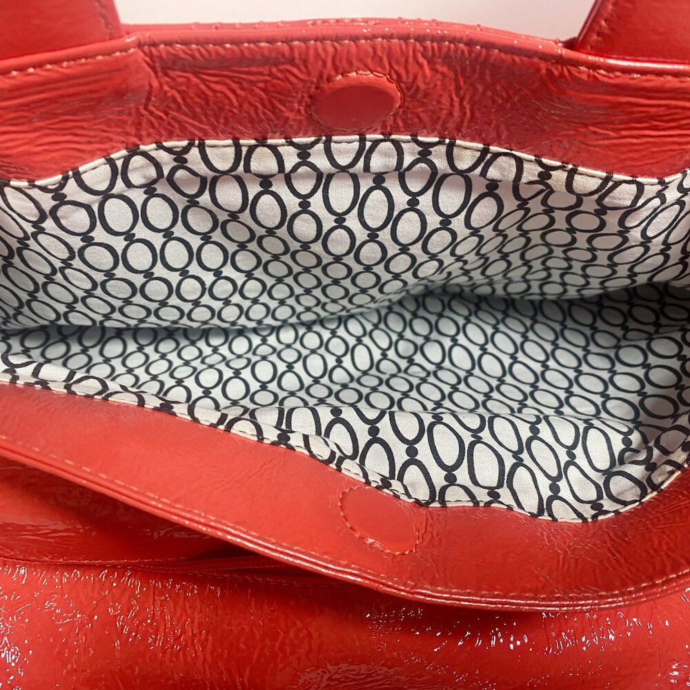 HOBO International Peach Patent Leather Quilted Clutch Tote Handbag - Picture 6 of 8